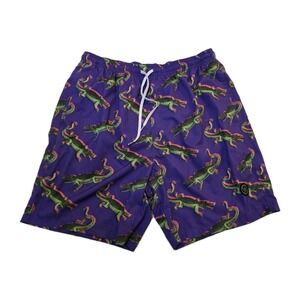 MENS Brooklyn Cloth Kent Ave. Volley Trunks Purple And Alligator Print SZ. Large